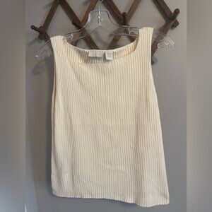 J Jill cotton ribbed stretchy cream sleeveless layering shirt L